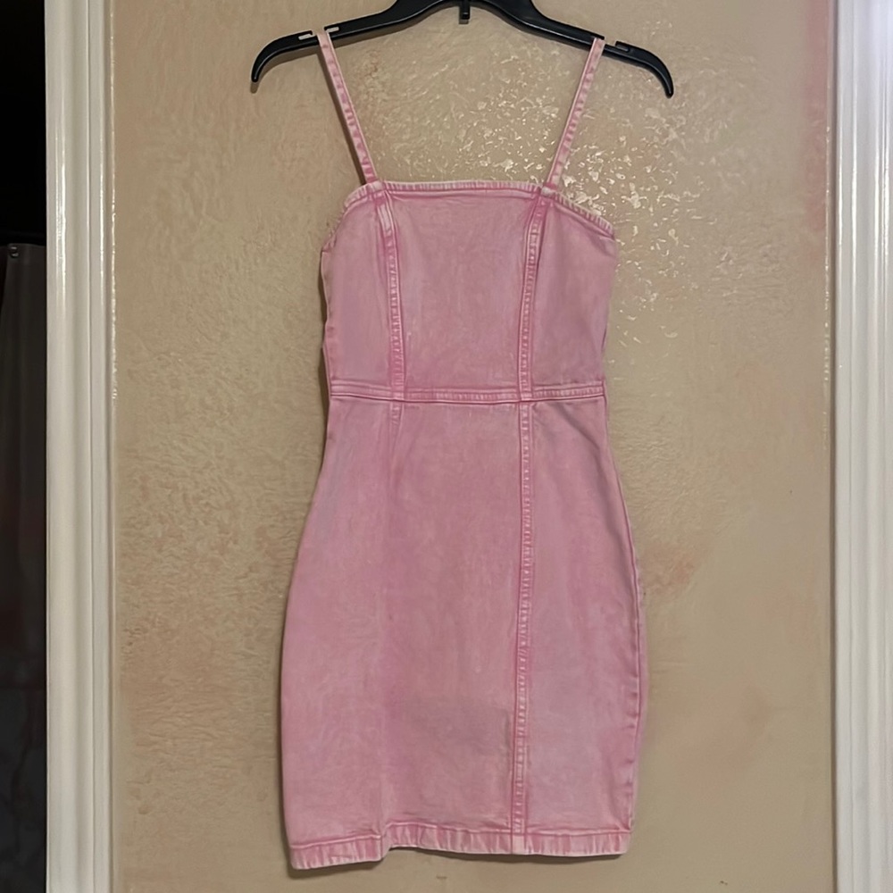 Pink denim dress